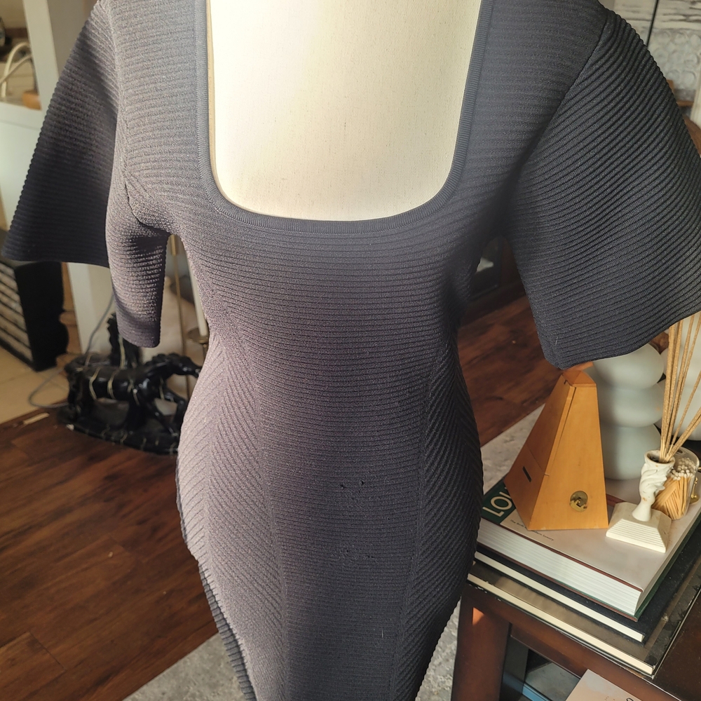 Herve Leger Black Ribbed Dress